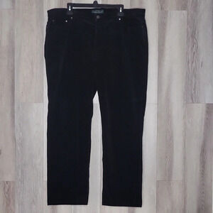 Lauren Jeans Co Womens 18W Black‎ Velour Classic Straight Jeans Designer Casual
